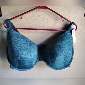 Cacique Women's NWT Green Lace Print Lightly Lined T-shirt Bra Sz 44G Smoothing